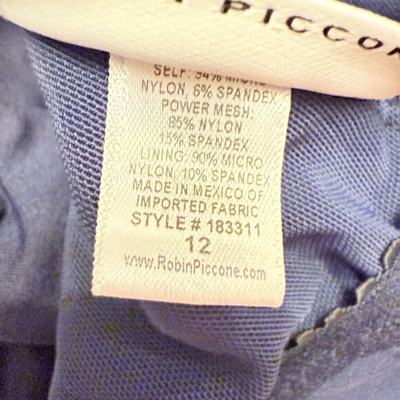 Robin Piccone Jennie Plunge Polka Dot One Piece Swimsuit Navy Blue Women's Sz 12 - Picture 6 of 8